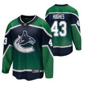 Herren Vancouver Canucks Eishockey Trikot Quinn Hughes #43 2021 Special Edition Grün